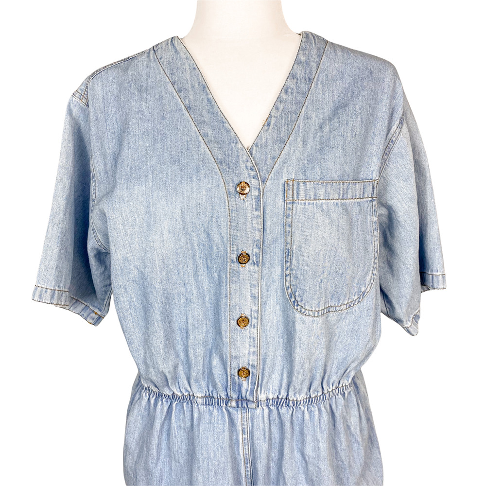 CMC Light Wash Denim 90s Oversized Romper Size XS - Picture 9 of 12